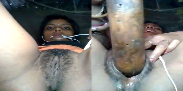 Horny Dehati wife dildoing pussy